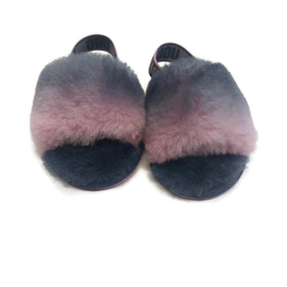 UGG Fluff Yeah Toddler 8T Gray Combo Gradient Fuzzy Slip On Slippers 1120835T - Picture 5 of 8